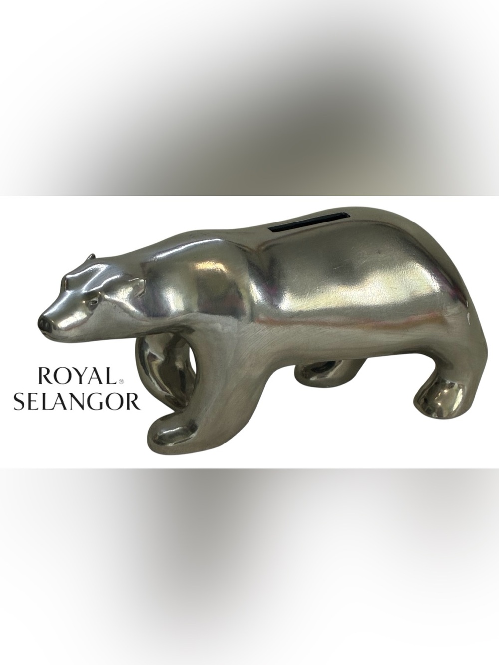 ROYAL SELANGOR PEWTER POLAR BEAR COUNTRY BANK FIGURINE NICK MUNRO DESIGN